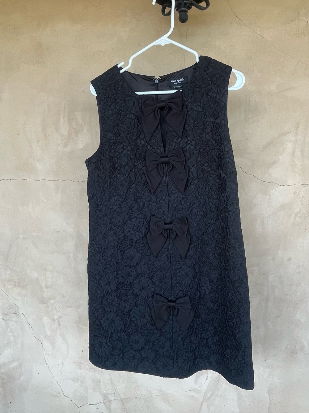 kate spade Black Sleeveless Lace Midi Dress with Front Bows